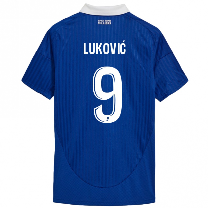 Kids Football Milos Lukovic #9 Blue White Home Jersey 2024/25 T-Shirt