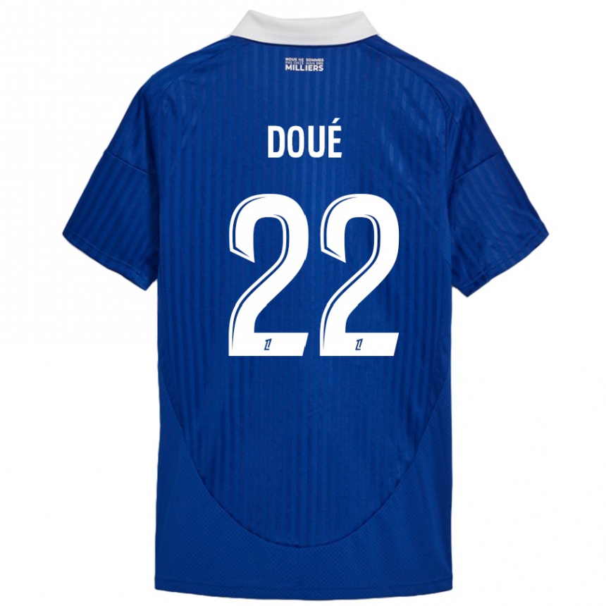 Kids Football Guéla Doué #22 Blue White Home Jersey 2024/25 T-Shirt