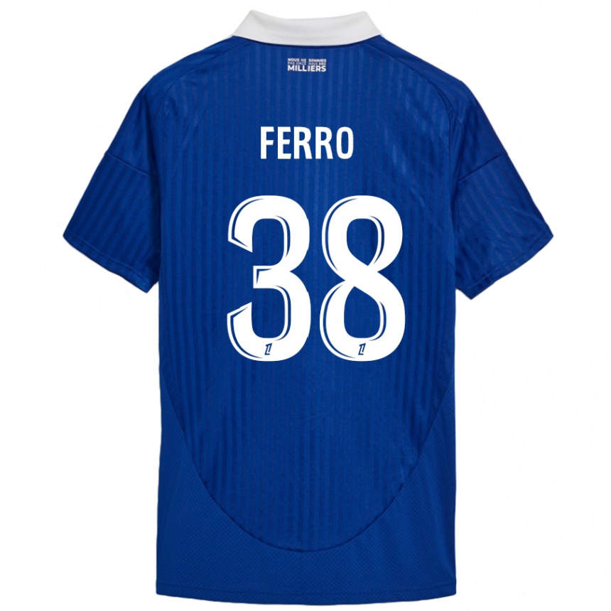 Kids Football Nolan Ferro #38 Blue White Home Jersey 2024/25 T-Shirt