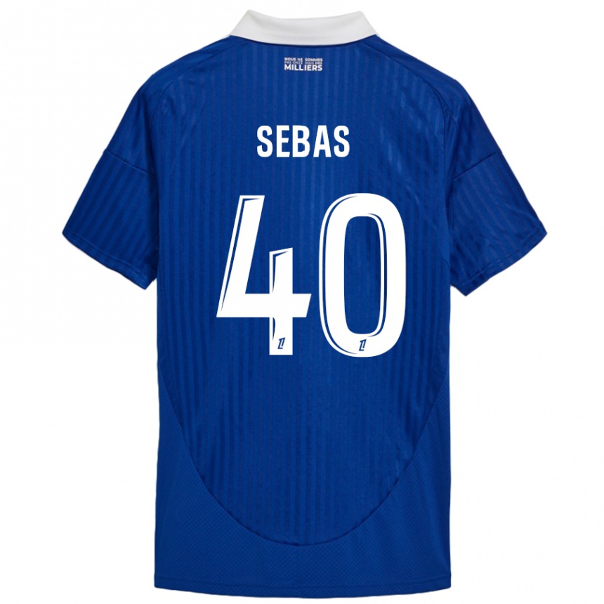 Kids Football Jérémy Sebas #40 Blue White Home Jersey 2024/25 T-Shirt