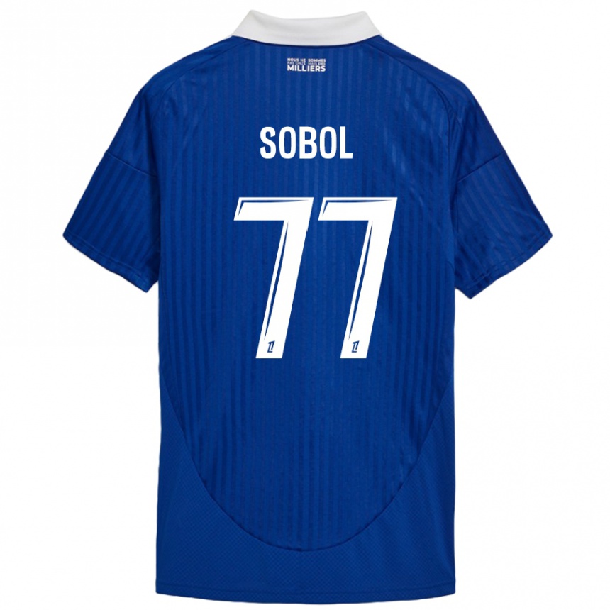 Kids Football Eduard Sobol #77 Blue White Home Jersey 2024/25 T-Shirt