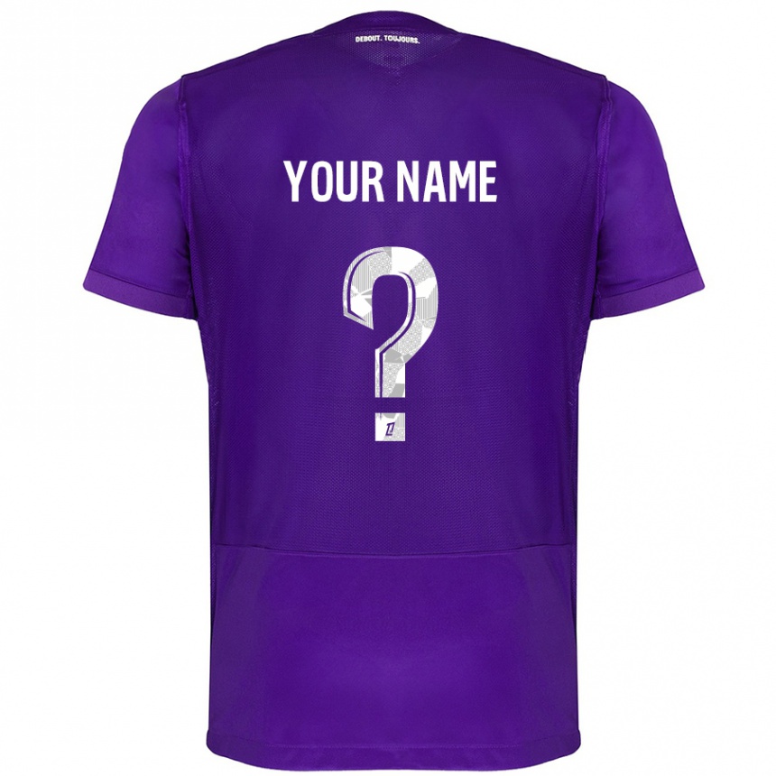 Kids Football Your Name #0 Purple White Home Jersey 2024/25 T-Shirt