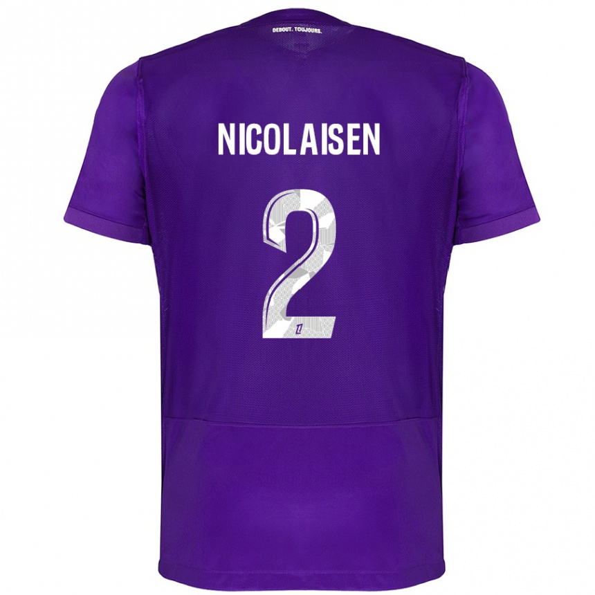 Kids Football Rasmus Nicolaisen #2 Purple White Home Jersey 2024/25 T-Shirt