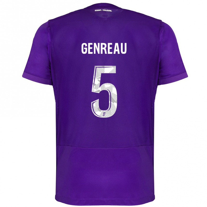 Kids Football Denis Genreau #5 Purple White Home Jersey 2024/25 T-Shirt