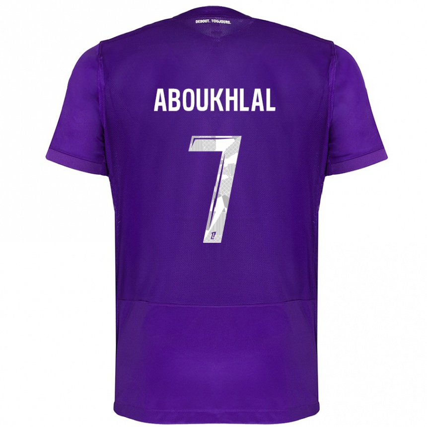 Kids Football Zakaria Aboukhlal #7 Purple White Home Jersey 2024/25 T-Shirt