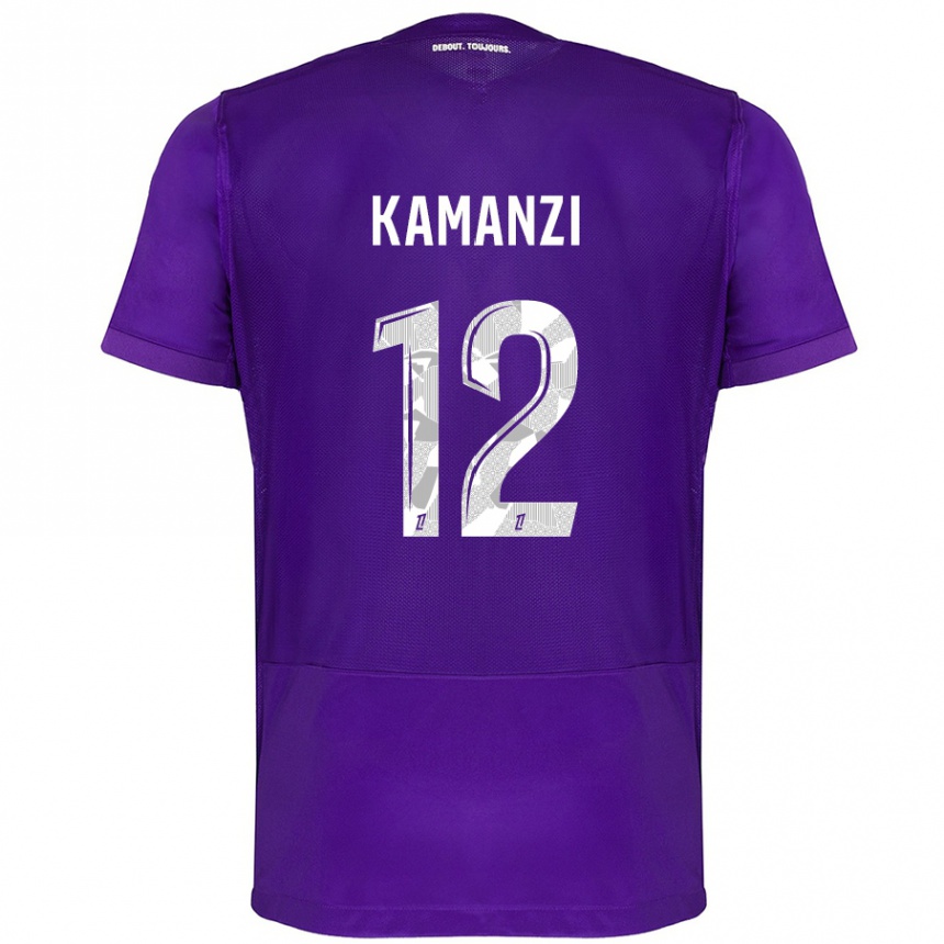 Kids Football Warren Kamanzi #12 Purple White Home Jersey 2024/25 T-Shirt