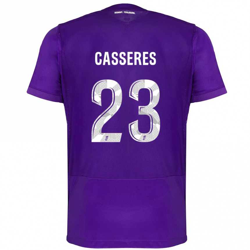 Kids Football Cristian Cásseres Jr. #23 Purple White Home Jersey 2024/25 T-Shirt