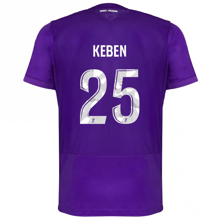 Kids Football Kévin Keben #25 Purple White Home Jersey 2024/25 T-Shirt