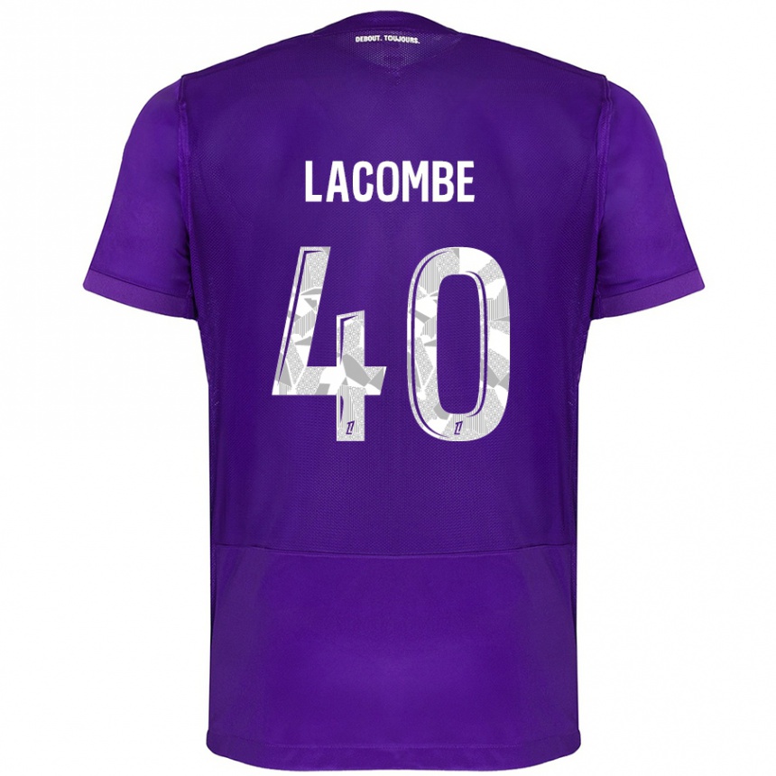 Kids Football Justin Lacombe #40 Purple White Home Jersey 2024/25 T-Shirt