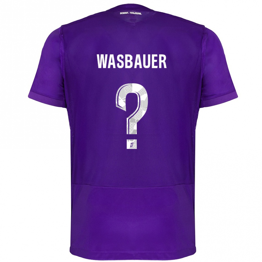 Kids Football Nicolas Wasbauer #0 Purple White Home Jersey 2024/25 T-Shirt