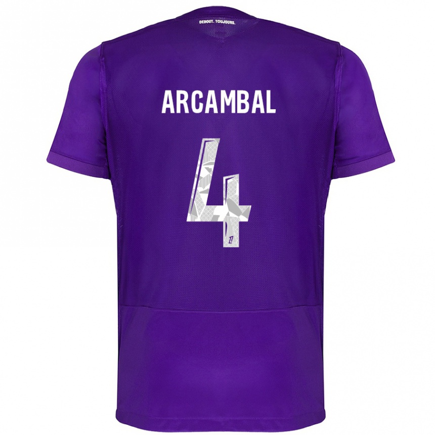 Kids Football Anais Arcambal #4 Purple White Home Jersey 2024/25 T-Shirt