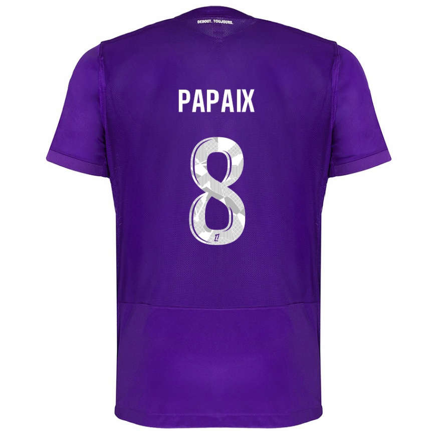 Kids Football Pauline Papaix #8 Purple White Home Jersey 2024/25 T-Shirt