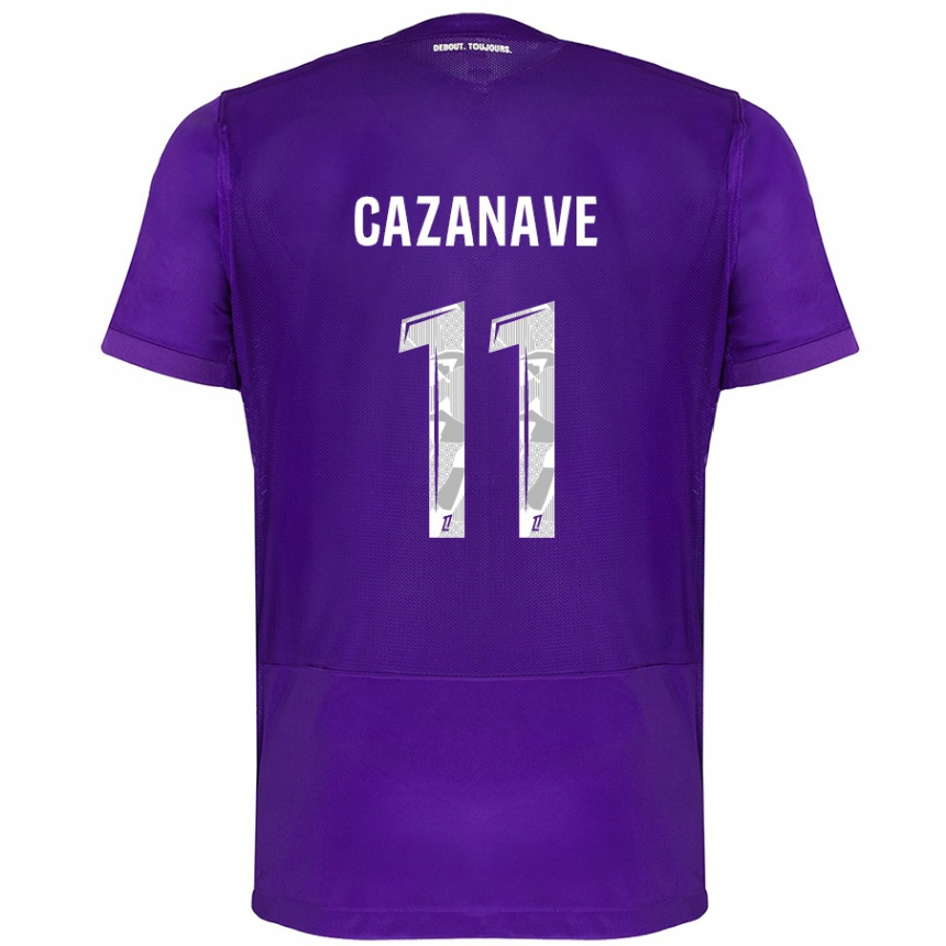 Kids Football Julie Cazanave #11 Purple White Home Jersey 2024/25 T-Shirt