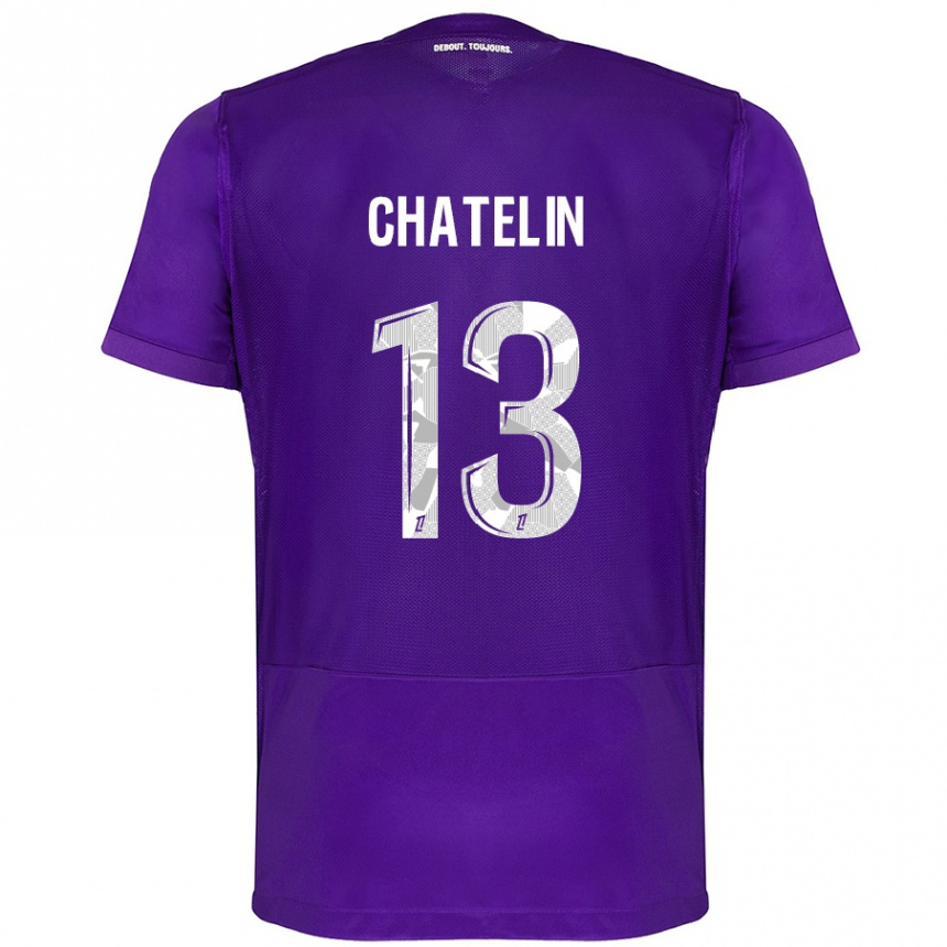 Kids Football Delphin Chatelin #13 Purple White Home Jersey 2024/25 T-Shirt