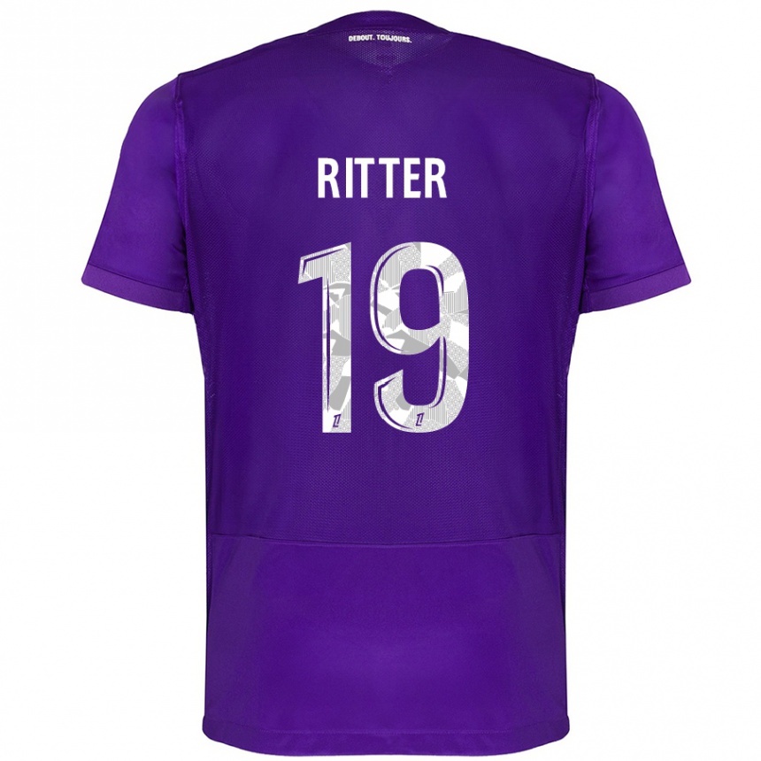 Kids Football Morgane Ritter #19 Purple White Home Jersey 2024/25 T-Shirt