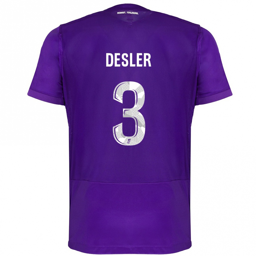 Kids Football Mikkel Desler #3 Purple White Home Jersey 2024/25 T-Shirt