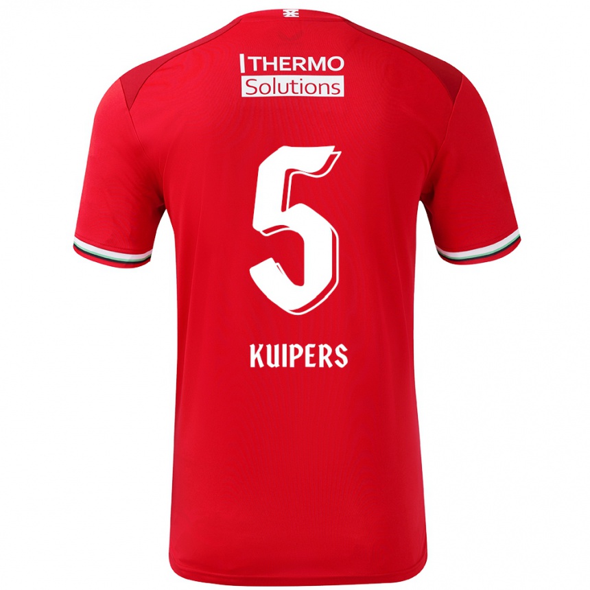 Kids Football Bas Kuipers #5 Red White Home Jersey 2024/25 T-Shirt