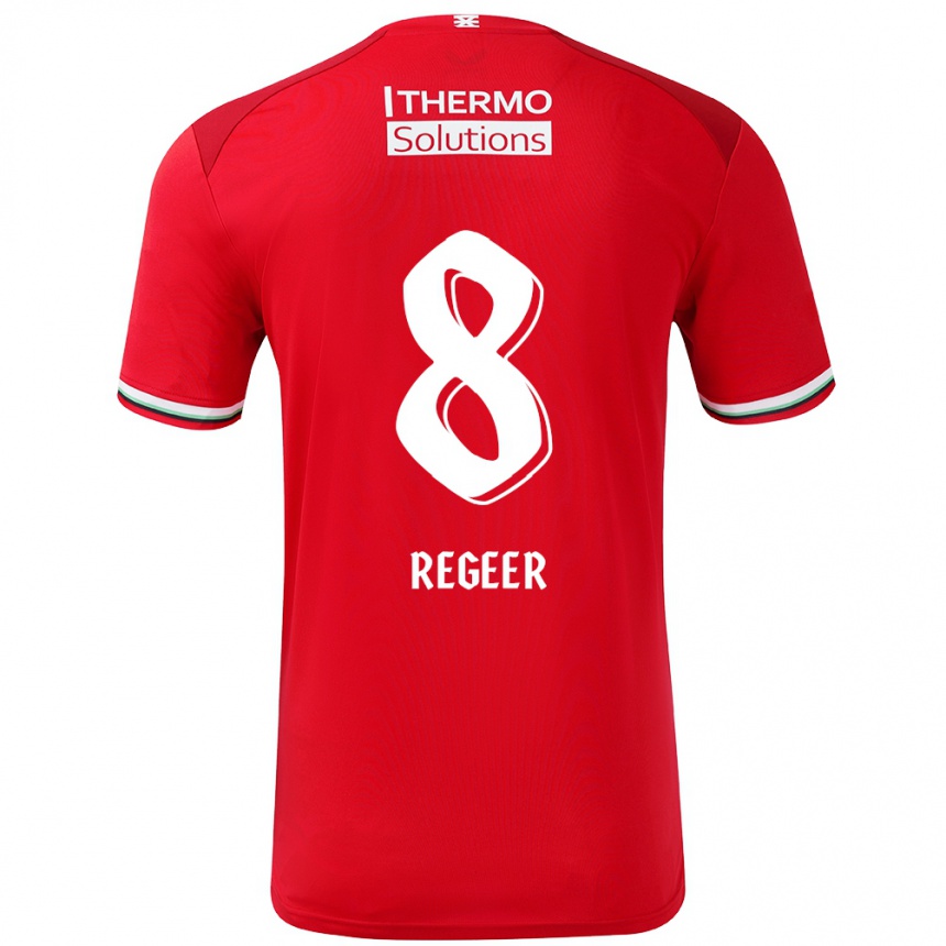 Kids Football Youri Regeer #8 Red White Home Jersey 2024/25 T-Shirt