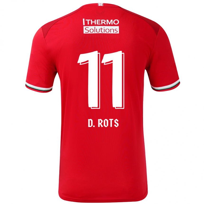 Kids Football Daan Rots #11 Red White Home Jersey 2024/25 T-Shirt