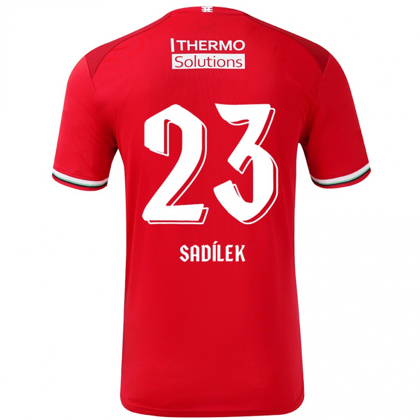 Kids Football Michal Sadilek #23 Red White Home Jersey 2024/25 T-Shirt