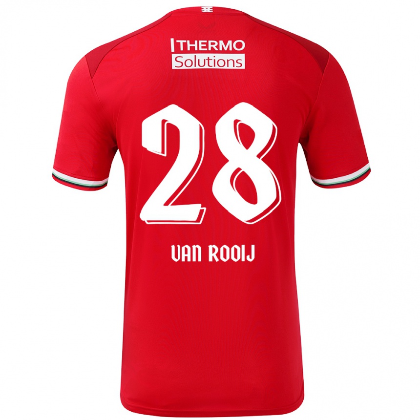 Kids Football Bart Van Rooij #28 Red White Home Jersey 2024/25 T-Shirt