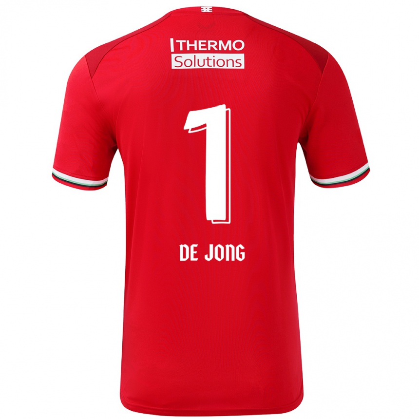 Kids Football Daniëlle De Jong #1 Red White Home Jersey 2024/25 T-Shirt