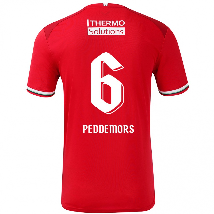 Kids Football Ella Peddemors #6 Red White Home Jersey 2024/25 T-Shirt