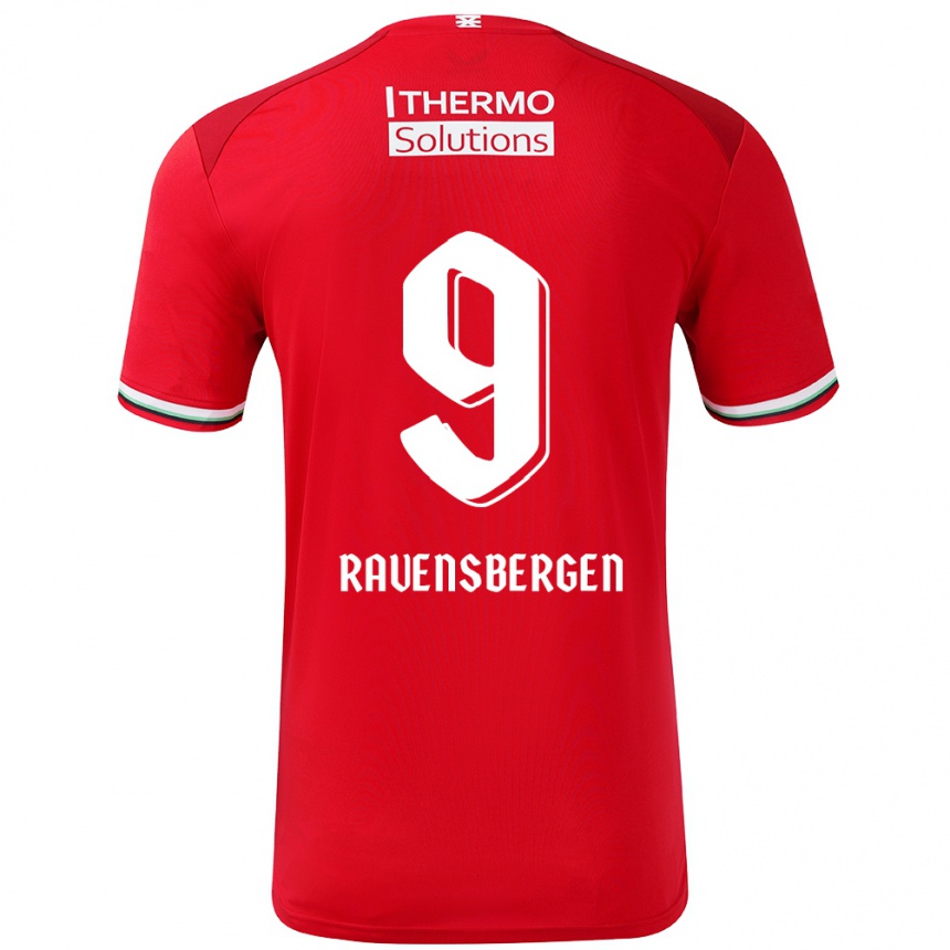 Kids Football Jaimy Ravensbergen #9 Red White Home Jersey 2024/25 T-Shirt