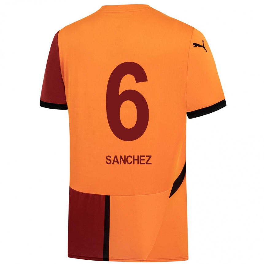 Kids Football Davinson Sanchez #6 Yellow Red Home Jersey 2024/25 T-Shirt