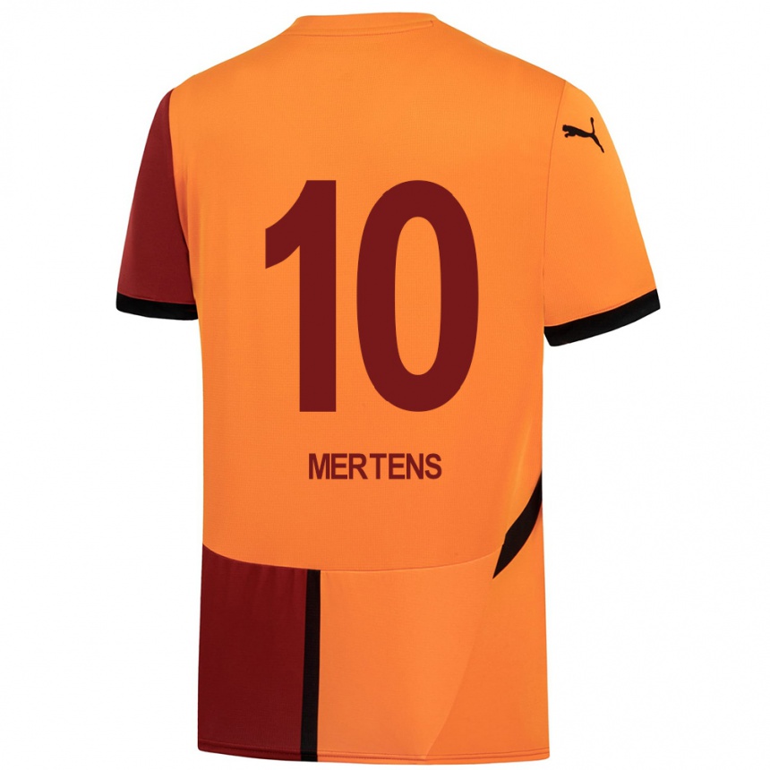 Kids Football Dries Mertens #10 Yellow Red Home Jersey 2024/25 T-Shirt