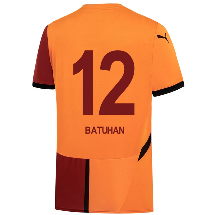 Kids Football Batuhan Şen #12 Yellow Red Home Jersey 2024/25 T-Shirt