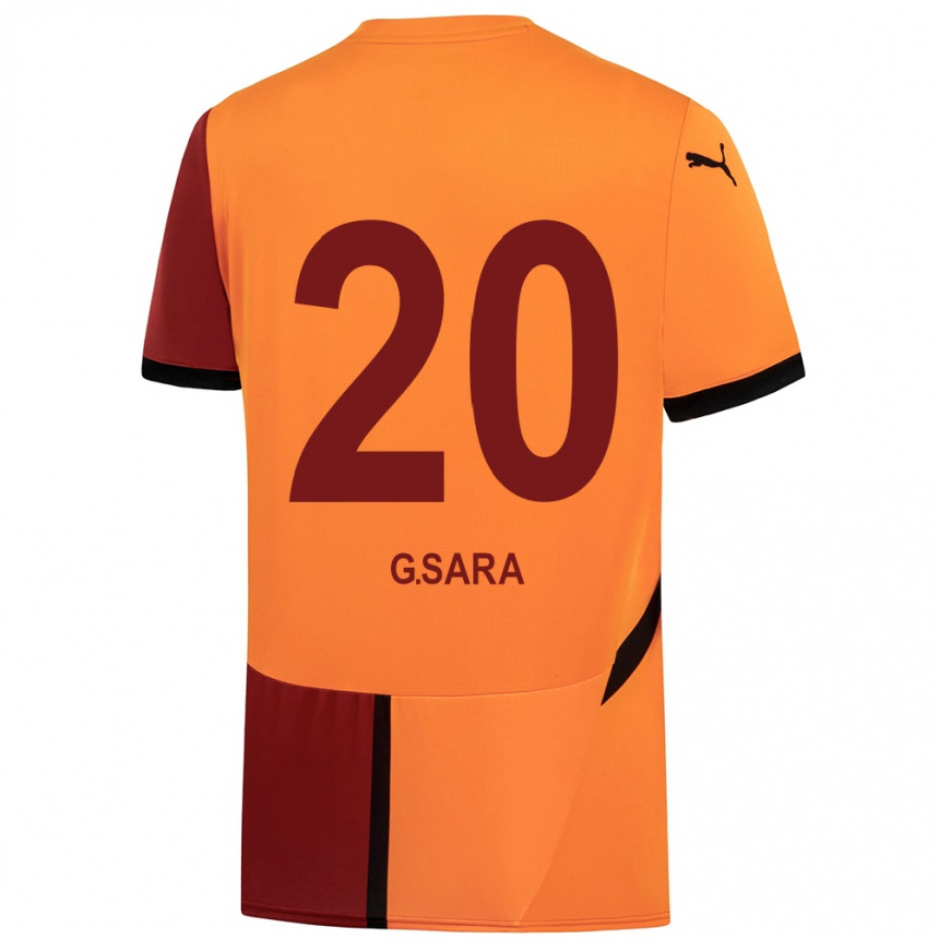 Kids Football Gabriel Sara #20 Yellow Red Home Jersey 2024/25 T-Shirt