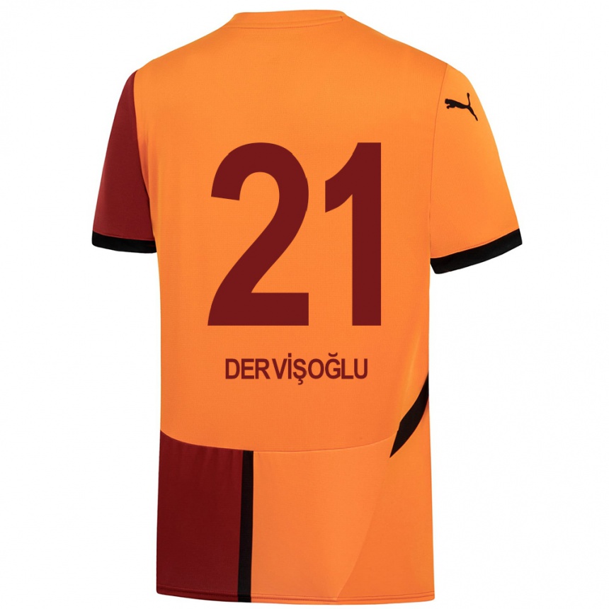 Kids Football Halil Dervişoğlu #21 Yellow Red Home Jersey 2024/25 T-Shirt