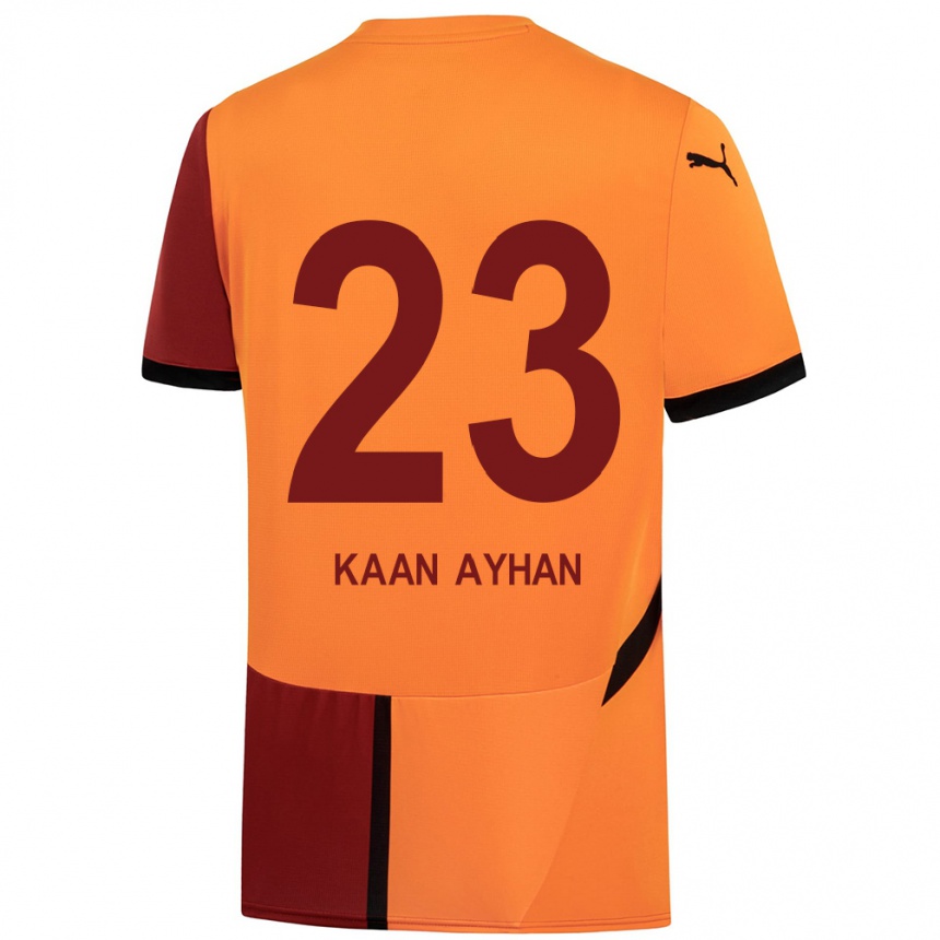 Kids Football Kaan Ayhan #23 Yellow Red Home Jersey 2024/25 T-Shirt