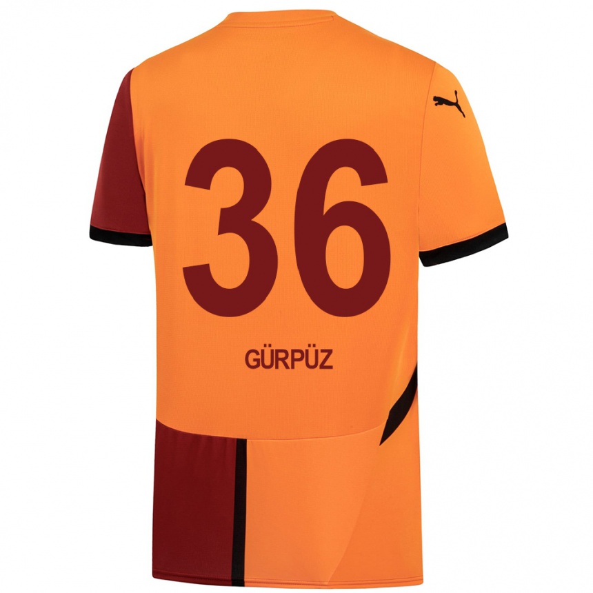 Kids Football Gökdeniz Gürpüz #36 Yellow Red Home Jersey 2024/25 T-Shirt