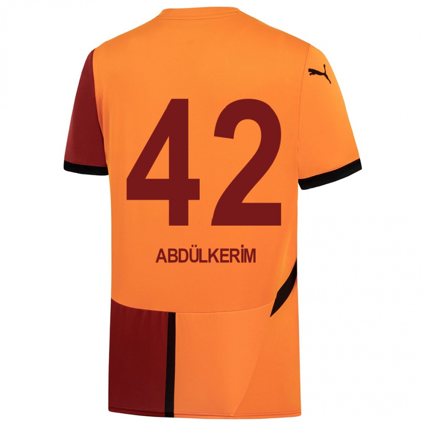 Kids Football Abdülkerim Bardakcı #42 Yellow Red Home Jersey 2024/25 T-Shirt