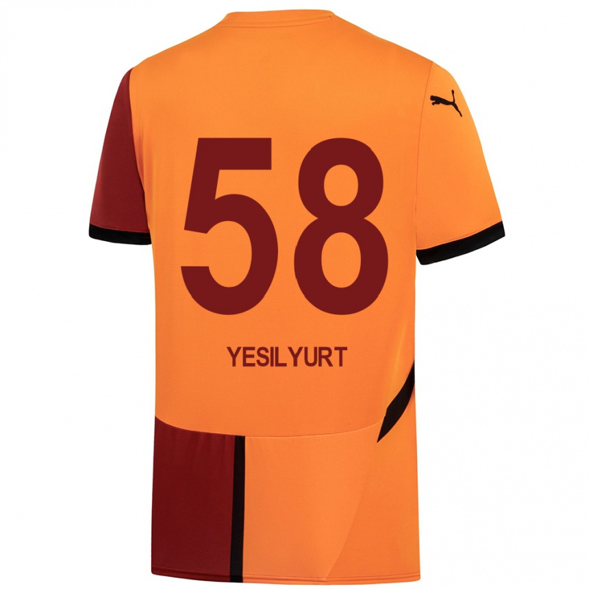 Kids Football Ali Yeşilyurt #58 Yellow Red Home Jersey 2024/25 T-Shirt