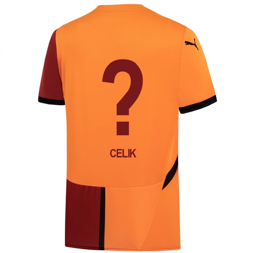 Kids Football Berke Celik #0 Yellow Red Home Jersey 2024/25 T-Shirt