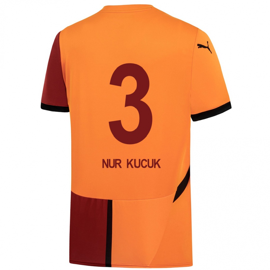 Kids Football Rabia Nur Küçük #3 Yellow Red Home Jersey 2024/25 T-Shirt