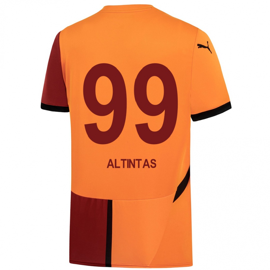 Kids Football Benan Altıntaş #99 Yellow Red Home Jersey 2024/25 T-Shirt