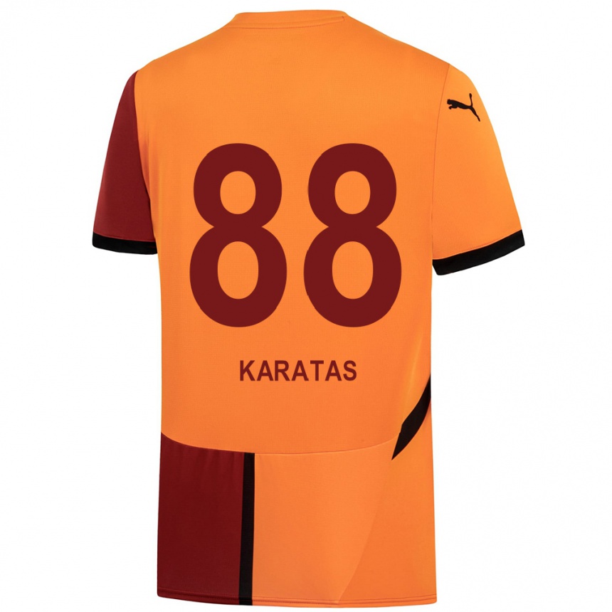 Kids Football Kazımcan Karataş #88 Yellow Red Home Jersey 2024/25 T-Shirt