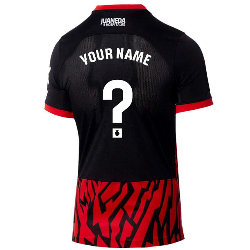 Kids Football Your Name #0 Black Red Home Jersey 2024/25 T-Shirt