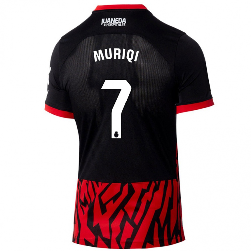 Kids Football Vedat Muriqi #7 Black Red Home Jersey 2024/25 T-Shirt