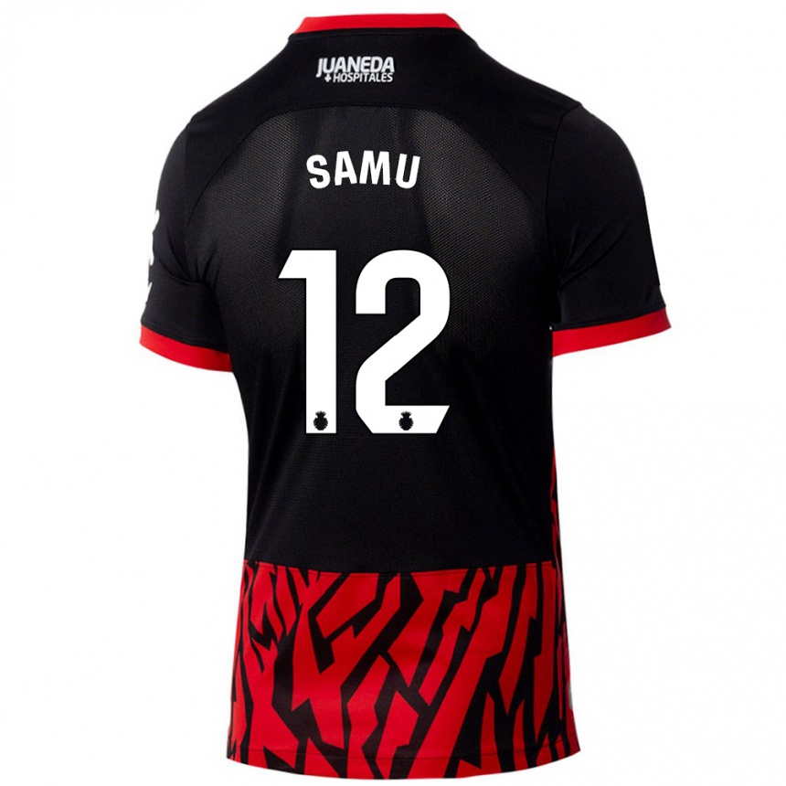 Kids Football Samú Costa #12 Black Red Home Jersey 2024/25 T-Shirt