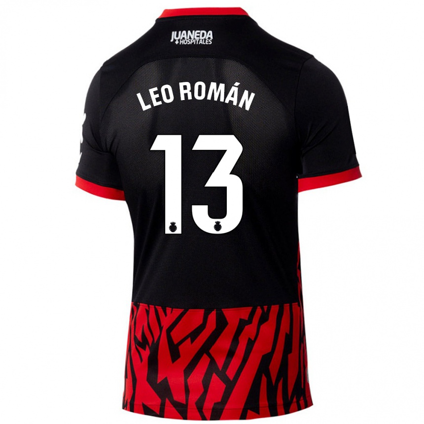 Kids Football Leo Román #13 Black Red Home Jersey 2024/25 T-Shirt