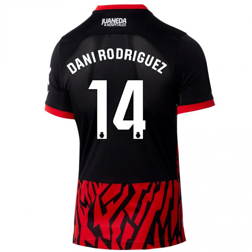 Kids Football Dani Rodríguez #14 Black Red Home Jersey 2024/25 T-Shirt