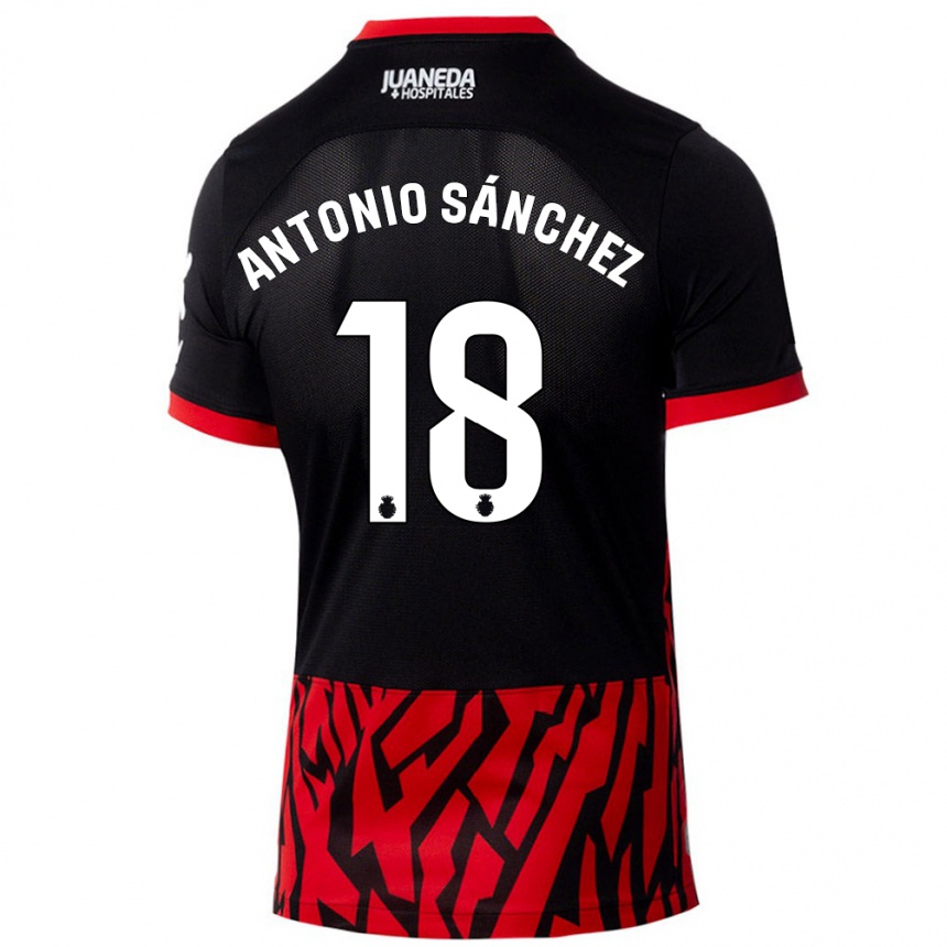 Kids Football Antonio Sánchez #18 Black Red Home Jersey 2024/25 T-Shirt