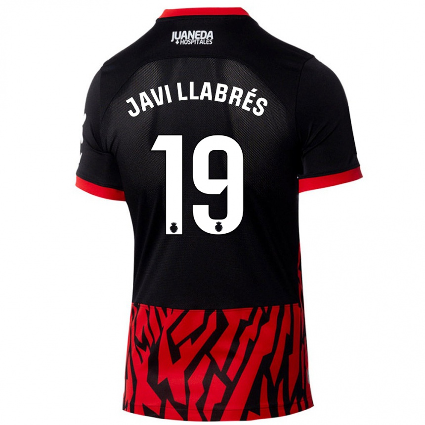 Kids Football Javi Llabrés #19 Black Red Home Jersey 2024/25 T-Shirt