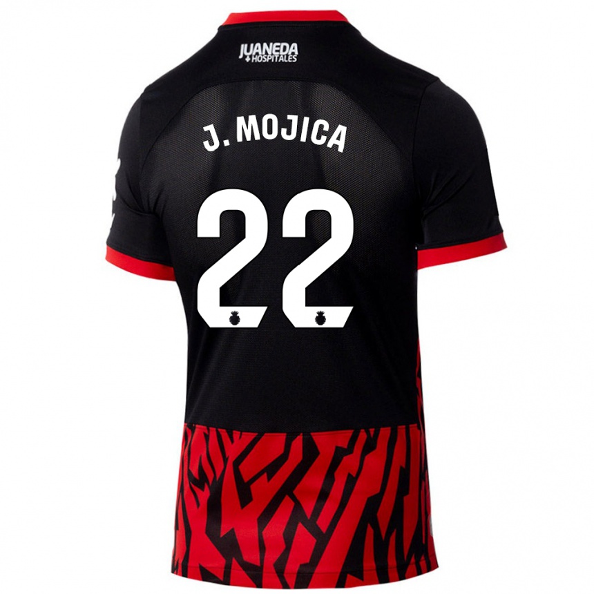 Kids Football Johan Mojica #22 Black Red Home Jersey 2024/25 T-Shirt