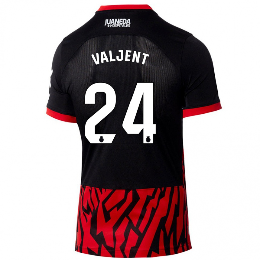 Kids Football Martin Valjent #24 Black Red Home Jersey 2024/25 T-Shirt